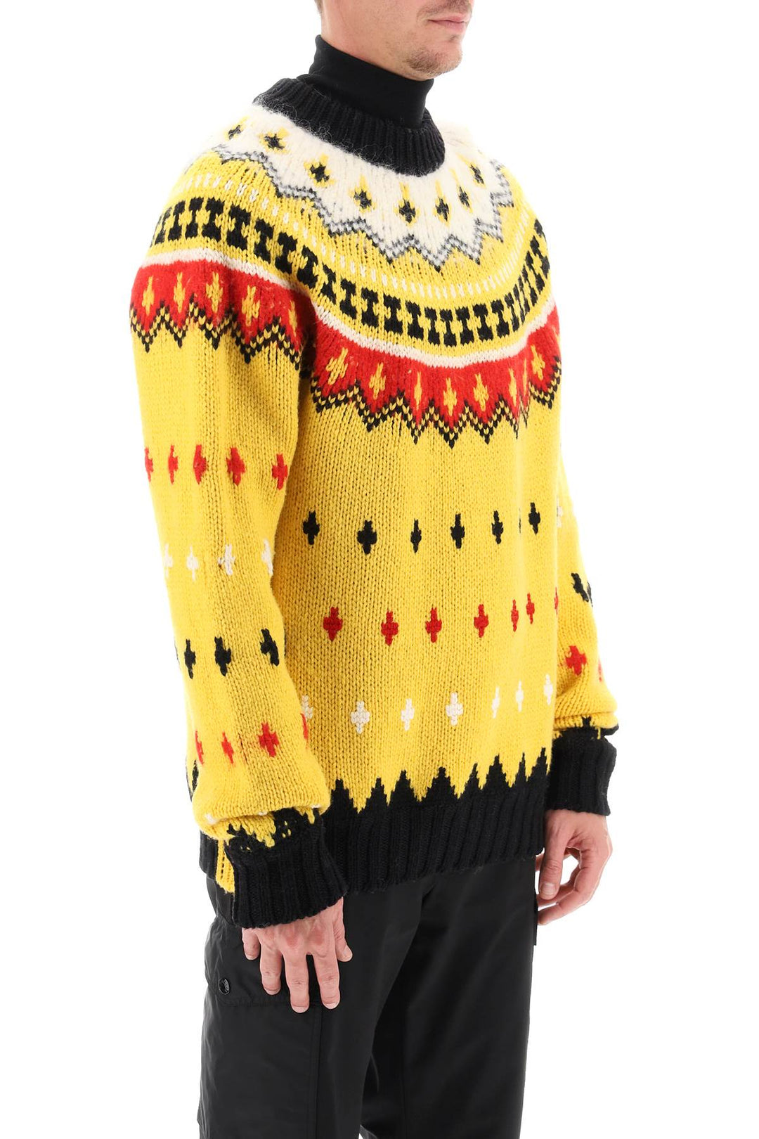 Moncler Grenoble Fair Isle Sweater In Wool And Alpaca   Giallo