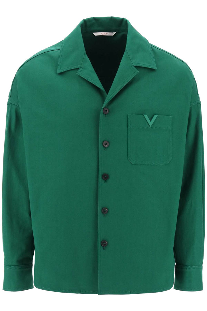 Valentino Garavani Replace With Double Quotecanvas Overshirt With V Detail   Green