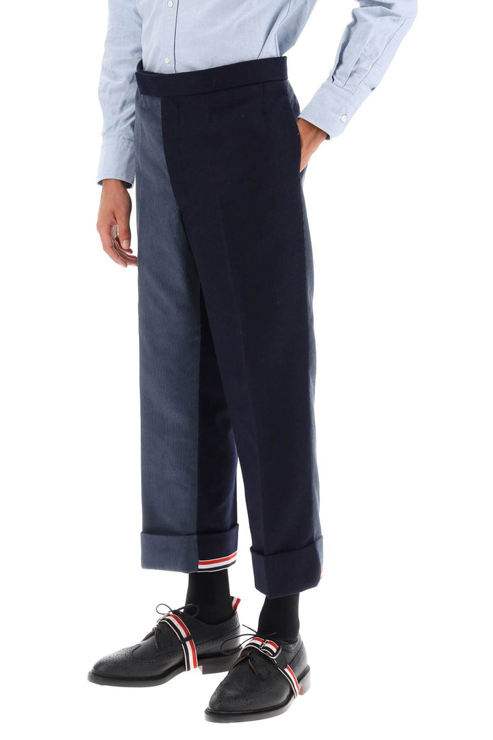 Thom Browne Cuffed Trousers In Funmix Shetland   Blu