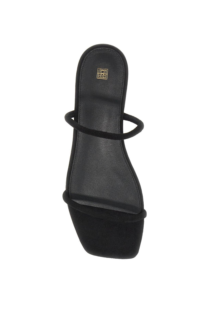 Toteme Minimalist Suede Leather Slides   Black