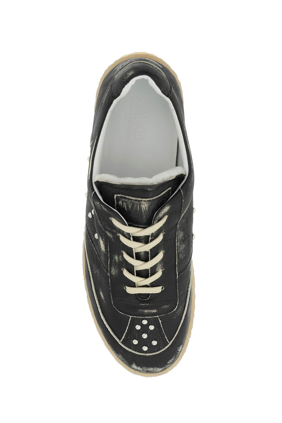 Mm6 Maison Margiela Leather Low Top Sneakers   Black