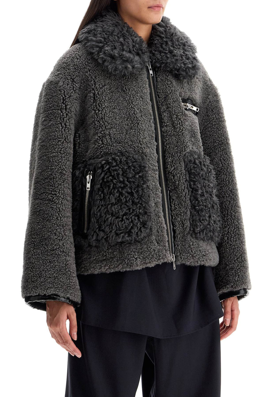 Stand Studio short eco shearling coat