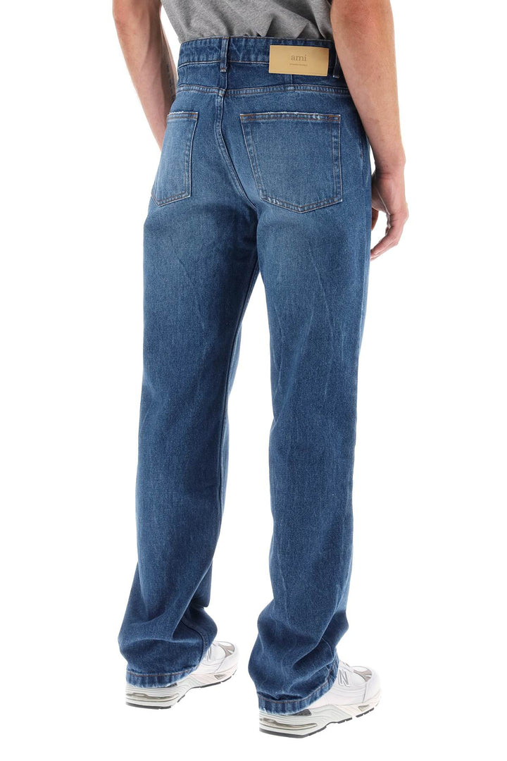 Ami Alexandre Matiussi Loose Jeans With Straight Cut   Blu