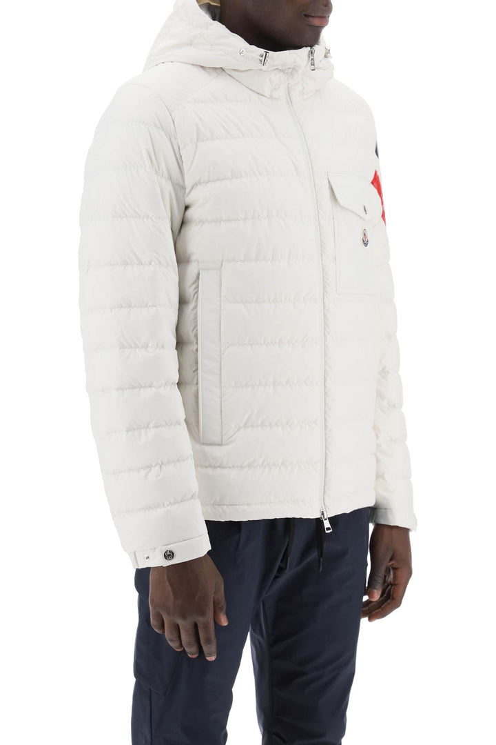 Moncler Berard Down Jacket With Tricolor Intarsia   Bianco