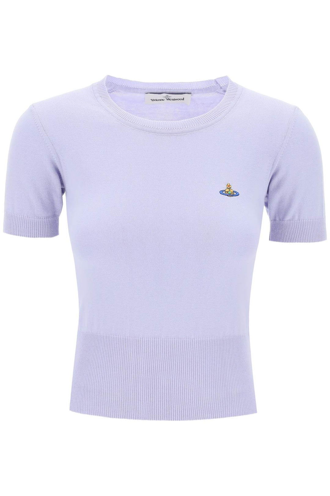 Vivienne Westwood Bea Short Sleeve Sweater With Orb Embroidery   Viola