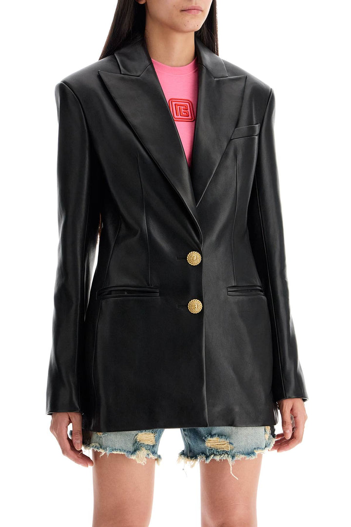 Balmain Leather Blazer Jacket   Black