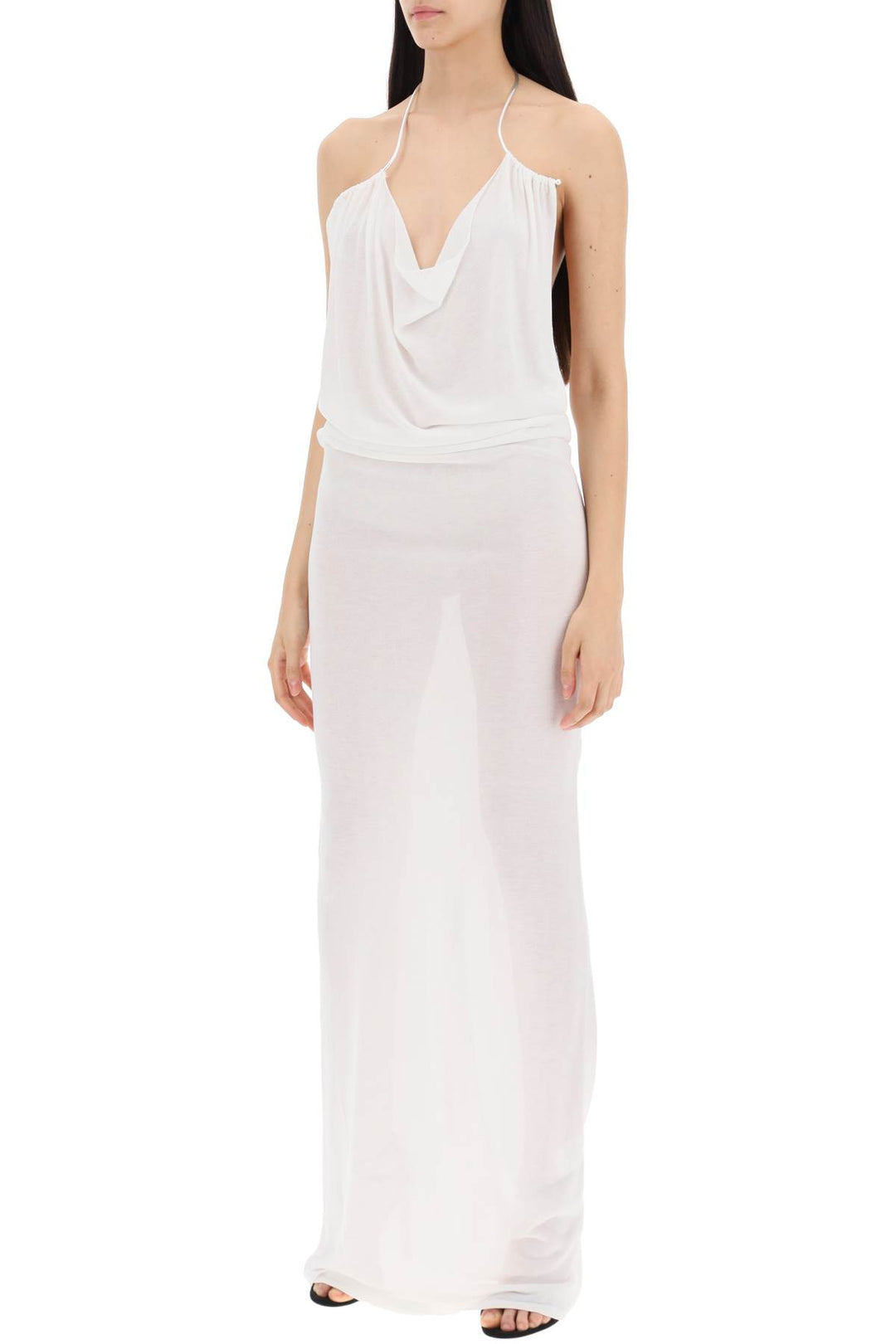 Christopher Esber Replace With Double Quotelong Knit Necklace Dress In   White
