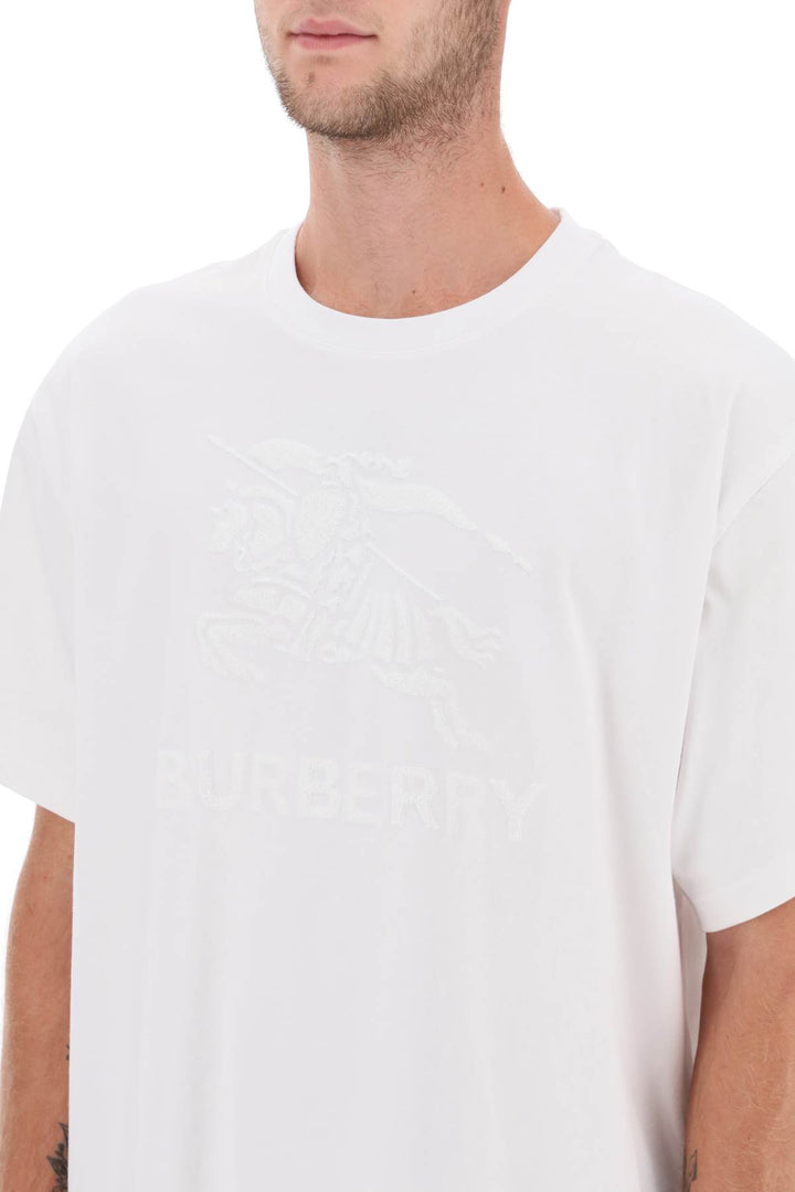 Burberry Ekd Embroidery 'Raynerton' Oversized T Shirt   Bianco