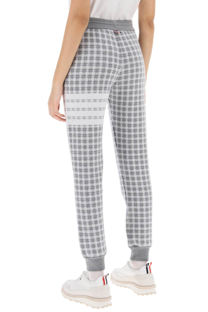 Thom Browne 4 Bar Joggers In Check Knit   Grigio