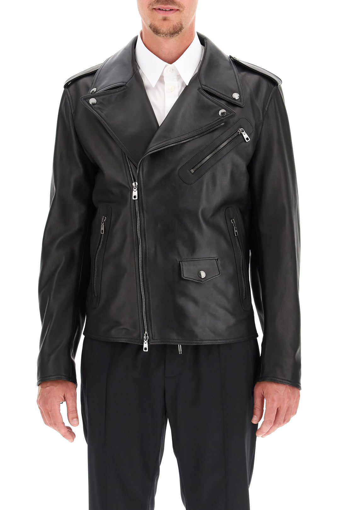 Dolce & Gabbana Leather Jacket   Black