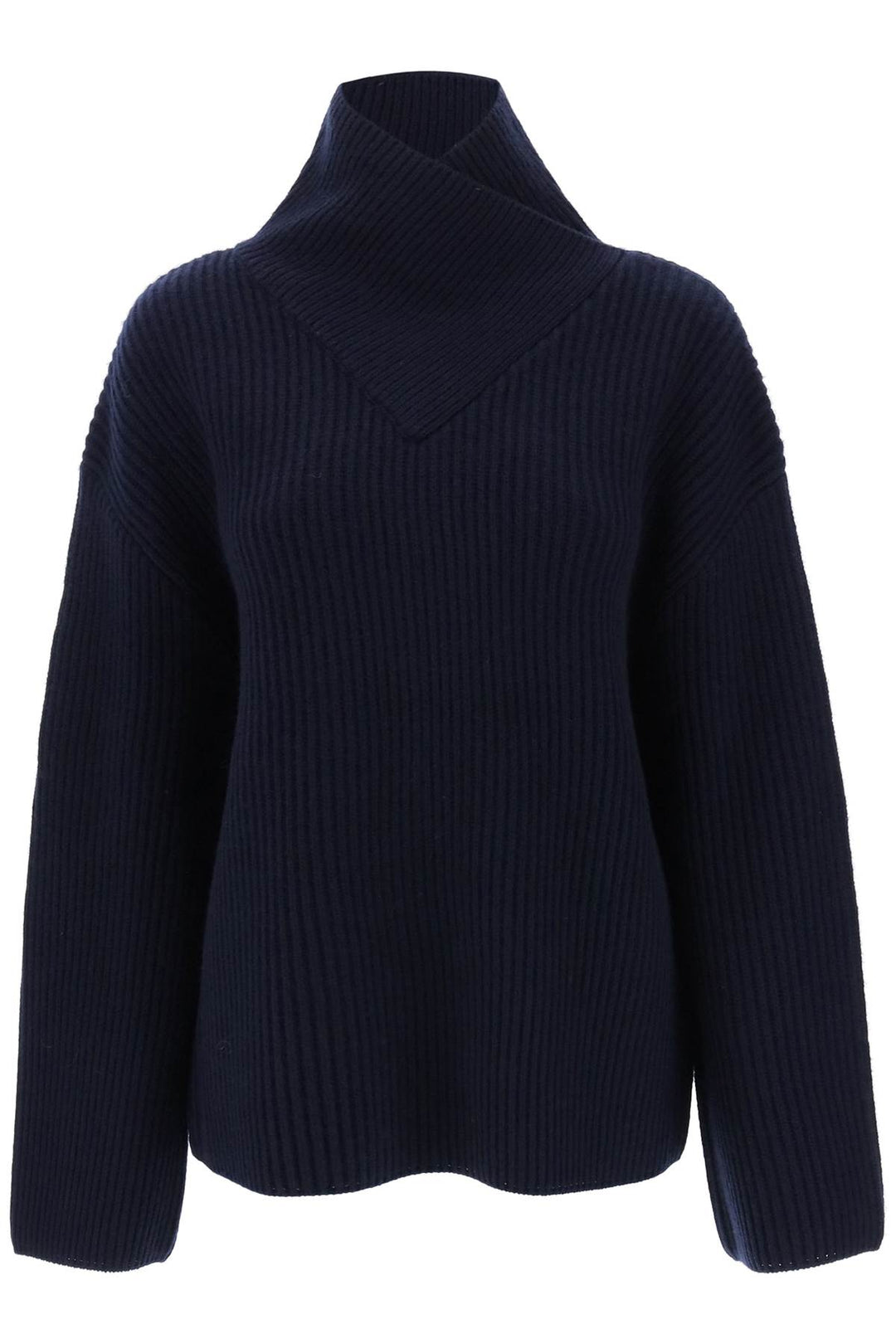 Toteme Sweater With Wrapped Funnel Neck   Blu