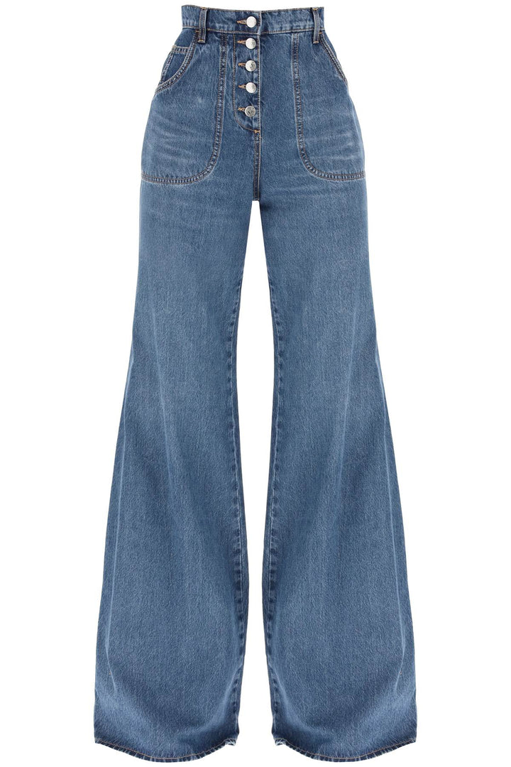 Etro Jeans With Back Foliage Embroidery   Celeste