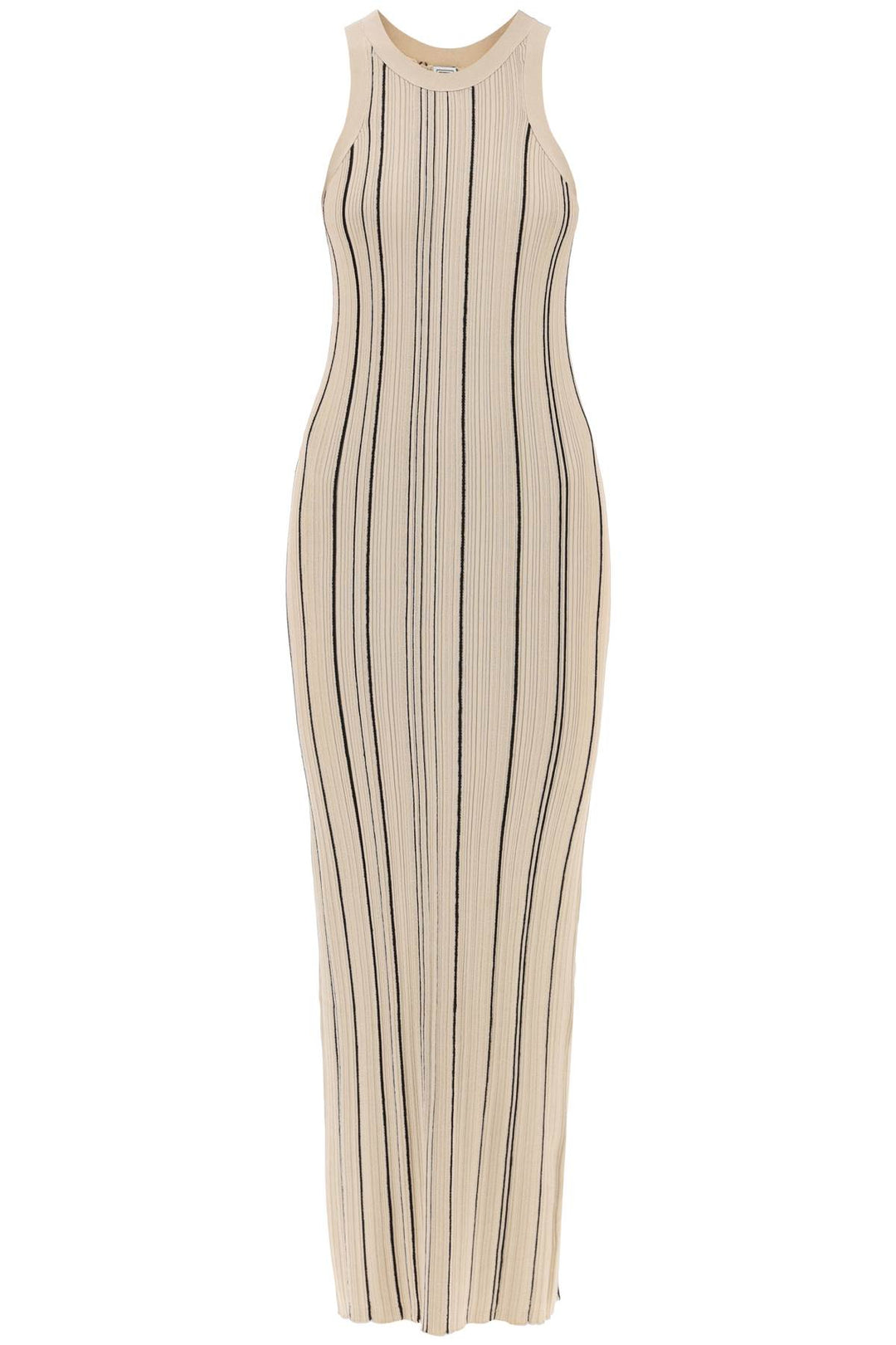 Toteme Replace With Double Quotelong Ribbed Knit Naia Dress In   Beige