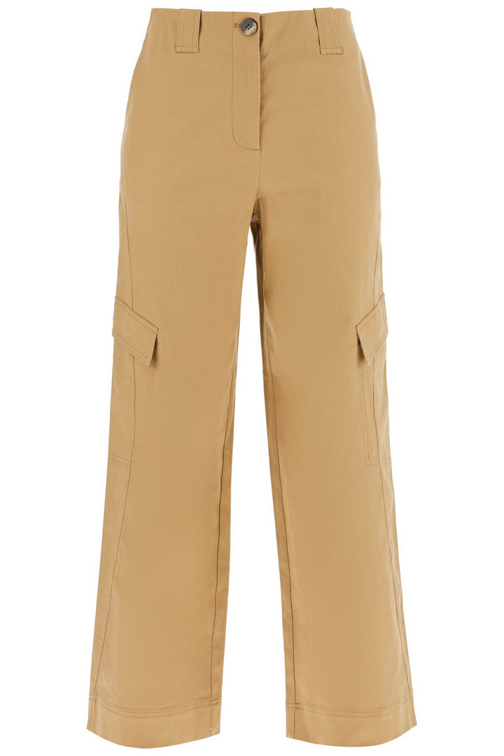 Ganni Checked Canvas Trousers For Men   Beige
