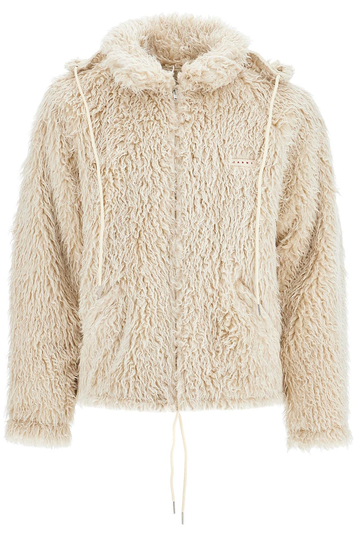 Marni Faux Fur Jacket With Removable Hood.   Neutral