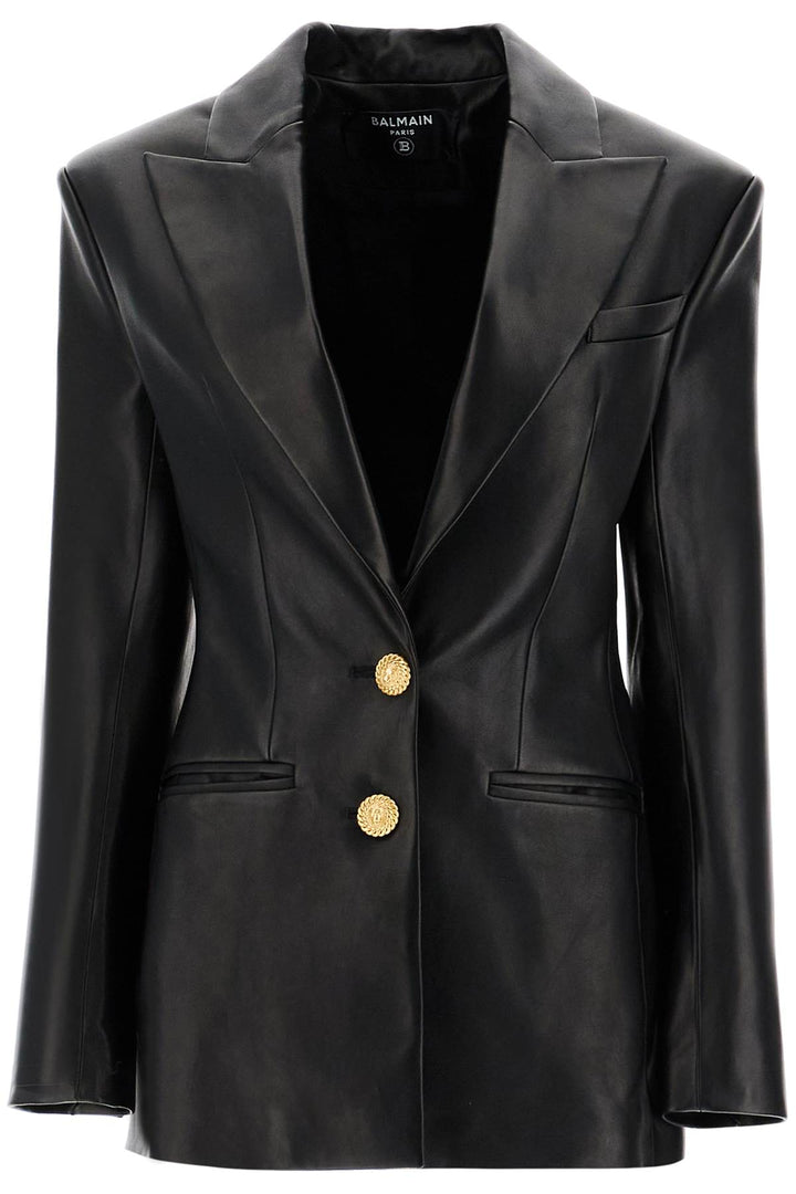 Balmain Leather Blazer Jacket   Black