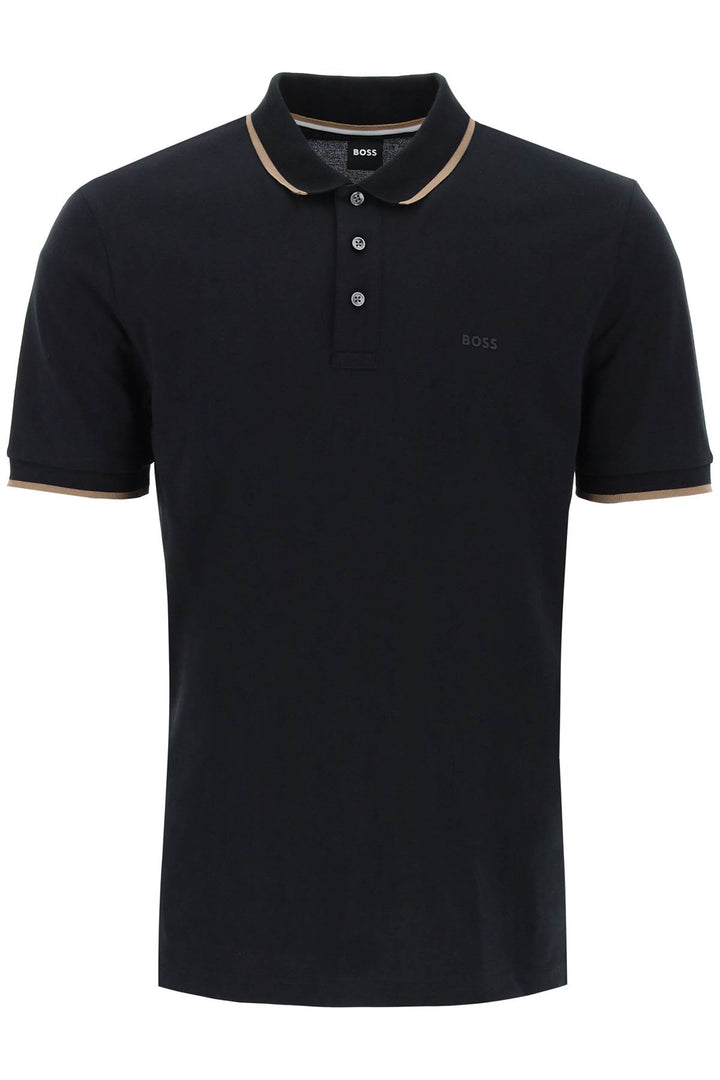 Boss Polo Shirt With Contrasting Edges   Nero