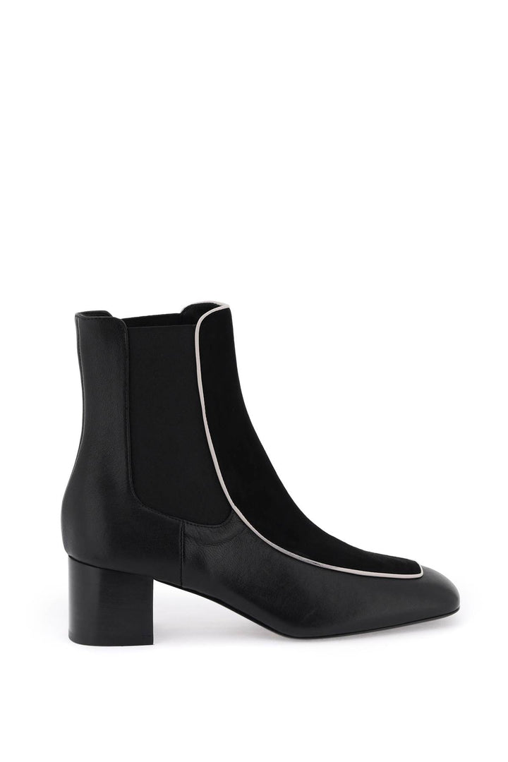 Toteme Smooth And Suede Leather Ankle Boots   Black