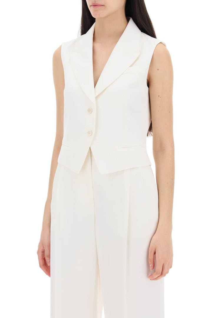 Alexander Mcqueen Cropped Viscose Twill Vest For   Bianco
