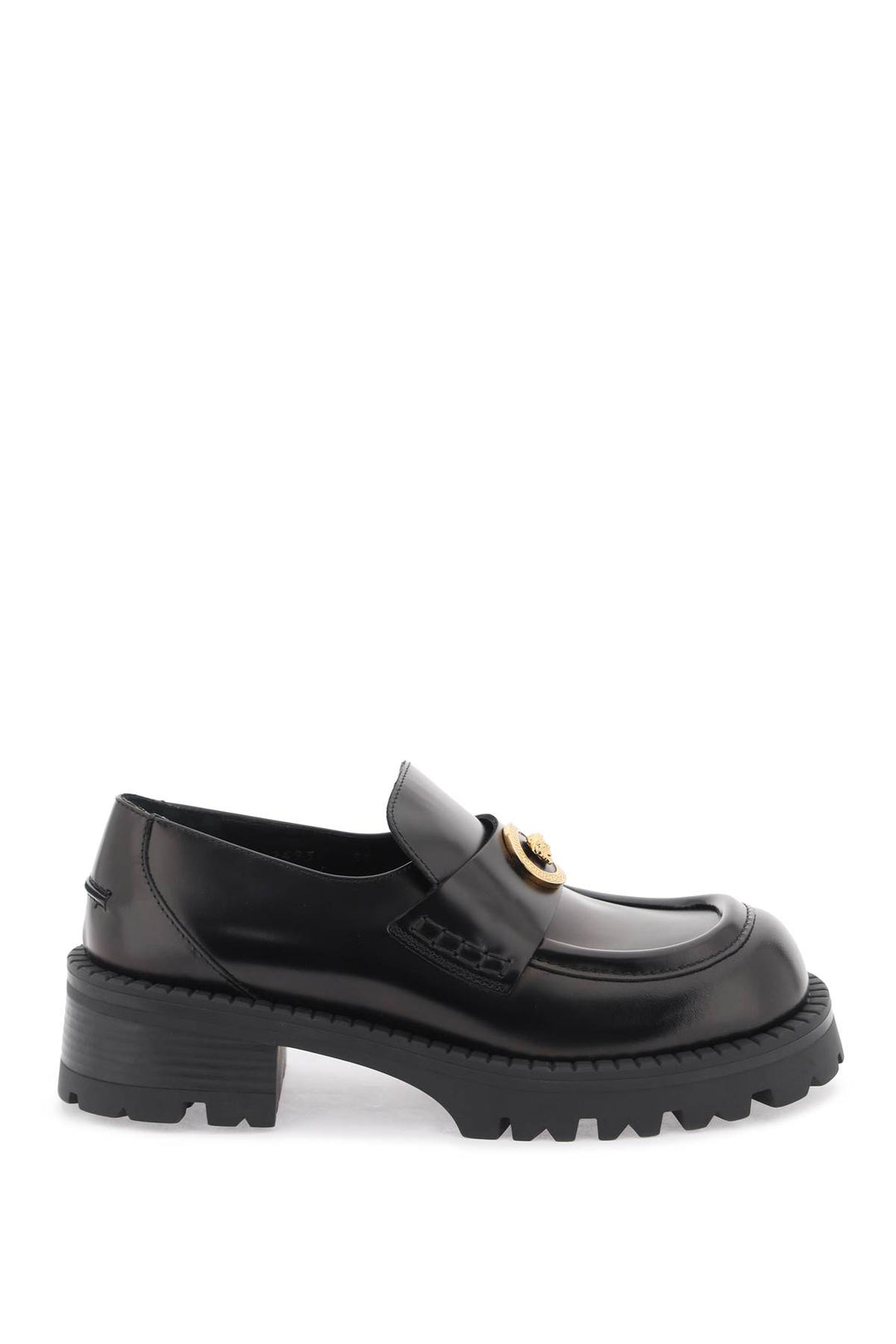 Versace Brushed Leather Alia Loafers   Nero