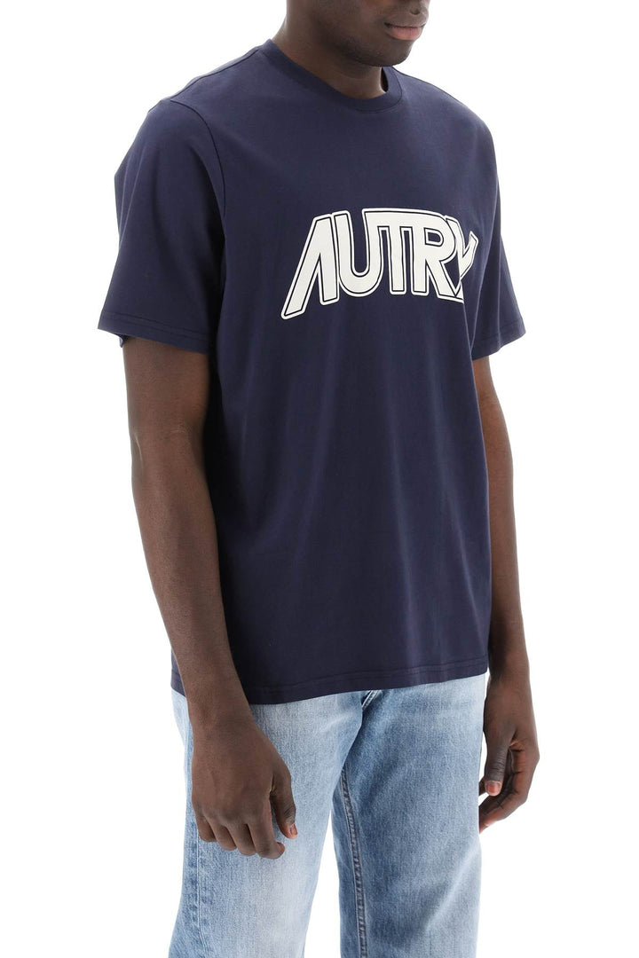Autry T Shirt With Maxi Logo Print   Blu