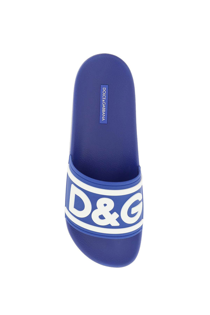 Dolce & Gabbana Logo Rubber Slides   Blue