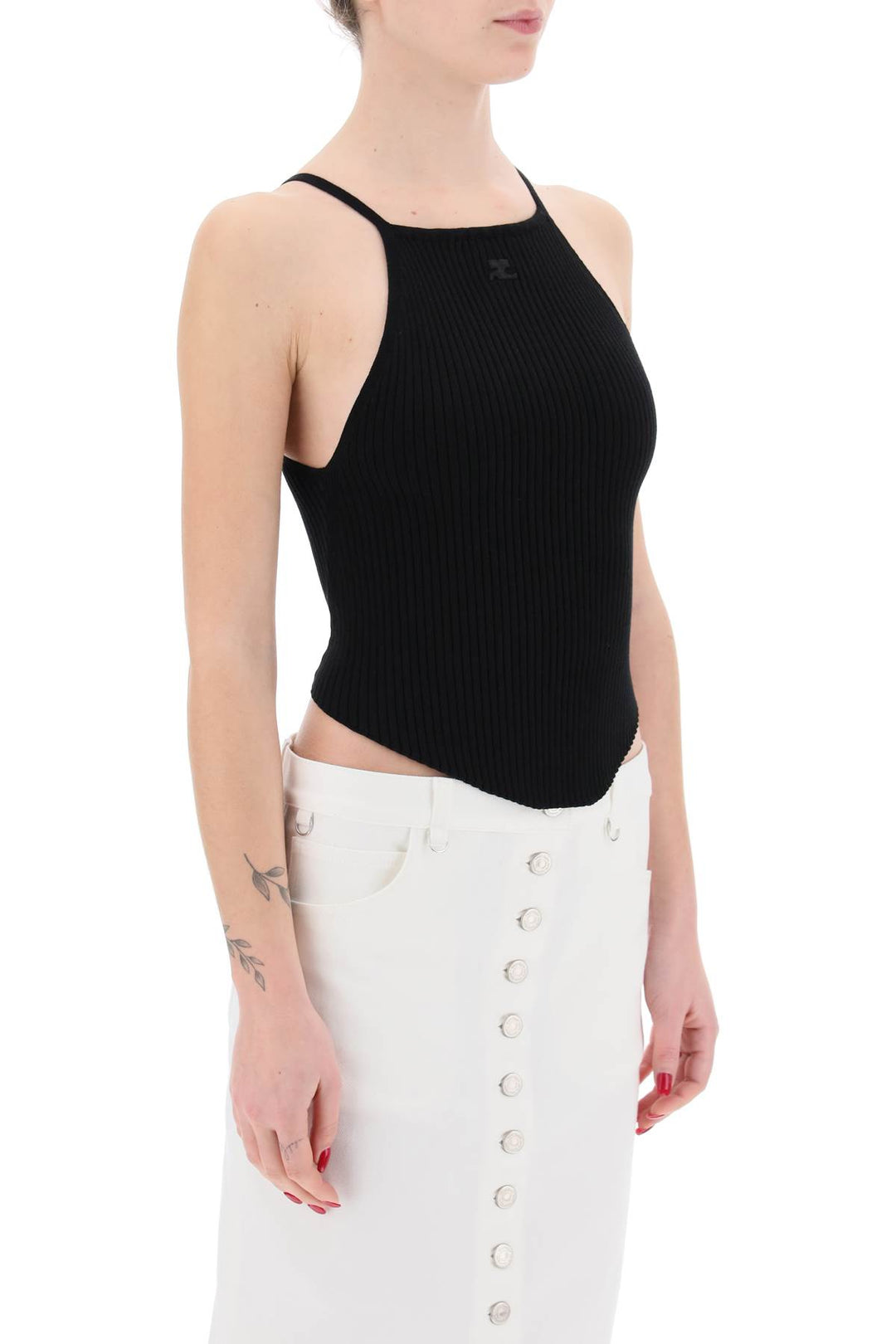 Courreges Replace With Double Quoteribbed Knit Holistic Top   Nero