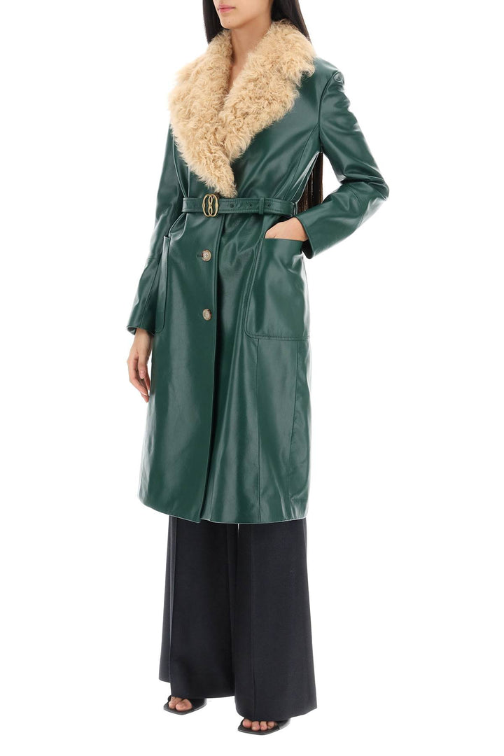 Bally Leather And Shearling Coat   Verde