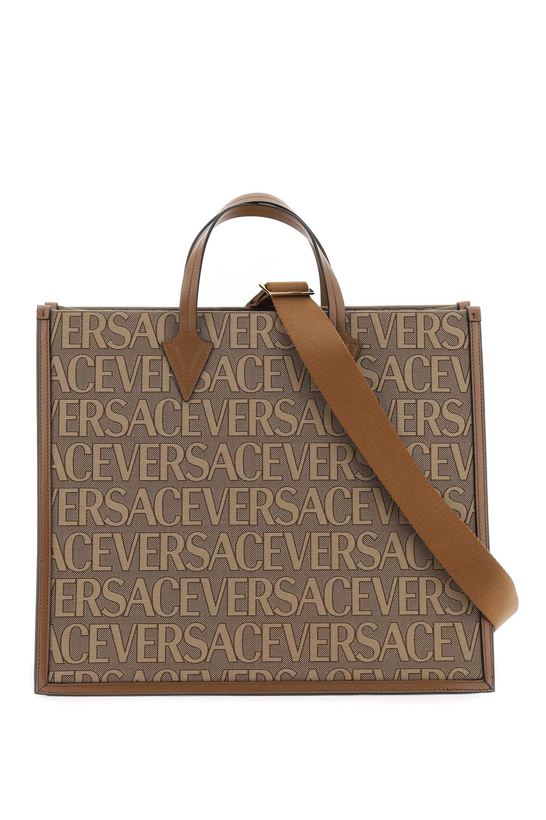 Versace Allover Shopper Bag   Beige