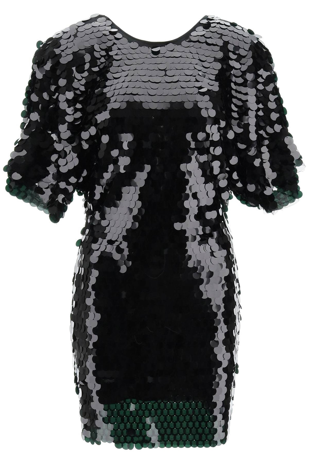 Rotate Short Dress With Maxi Sequins   Nero