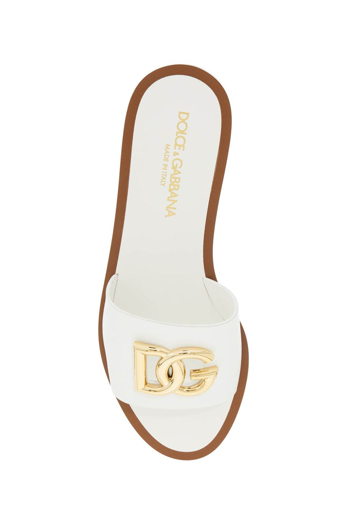 Dolce & Gabbana White Dg Logo Slides With 8