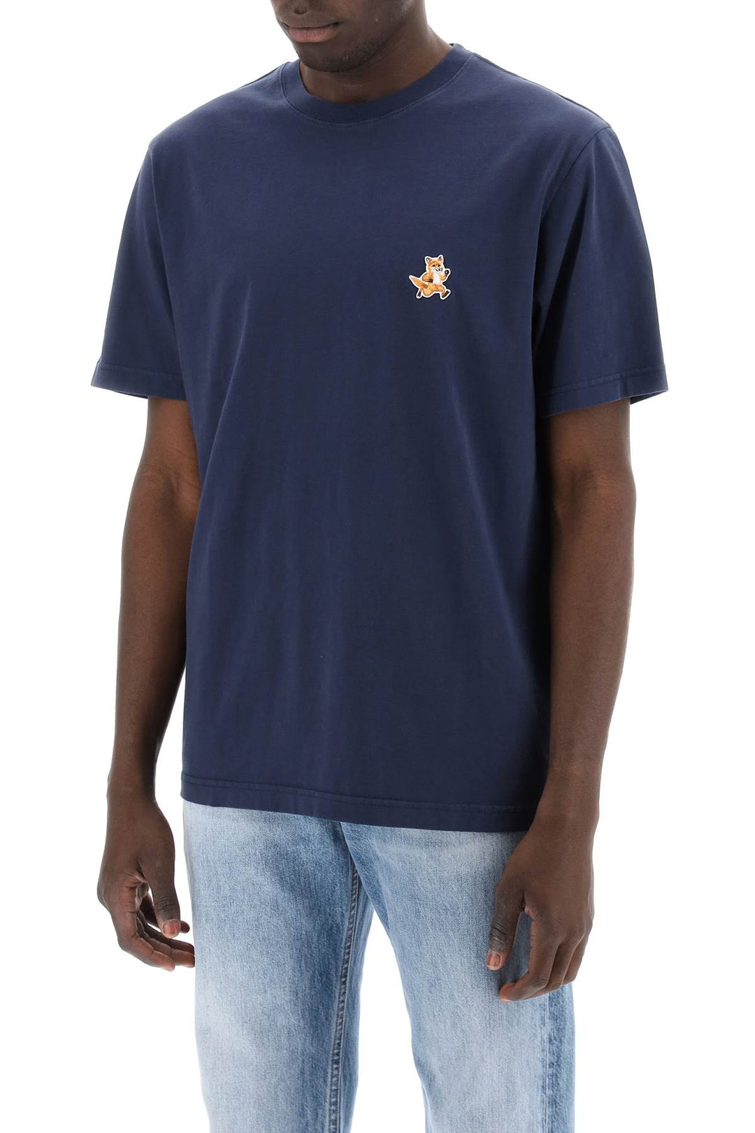 Maison Kitsune Replace With Double Quotespeedy Fox Comfort Fit T   Blu