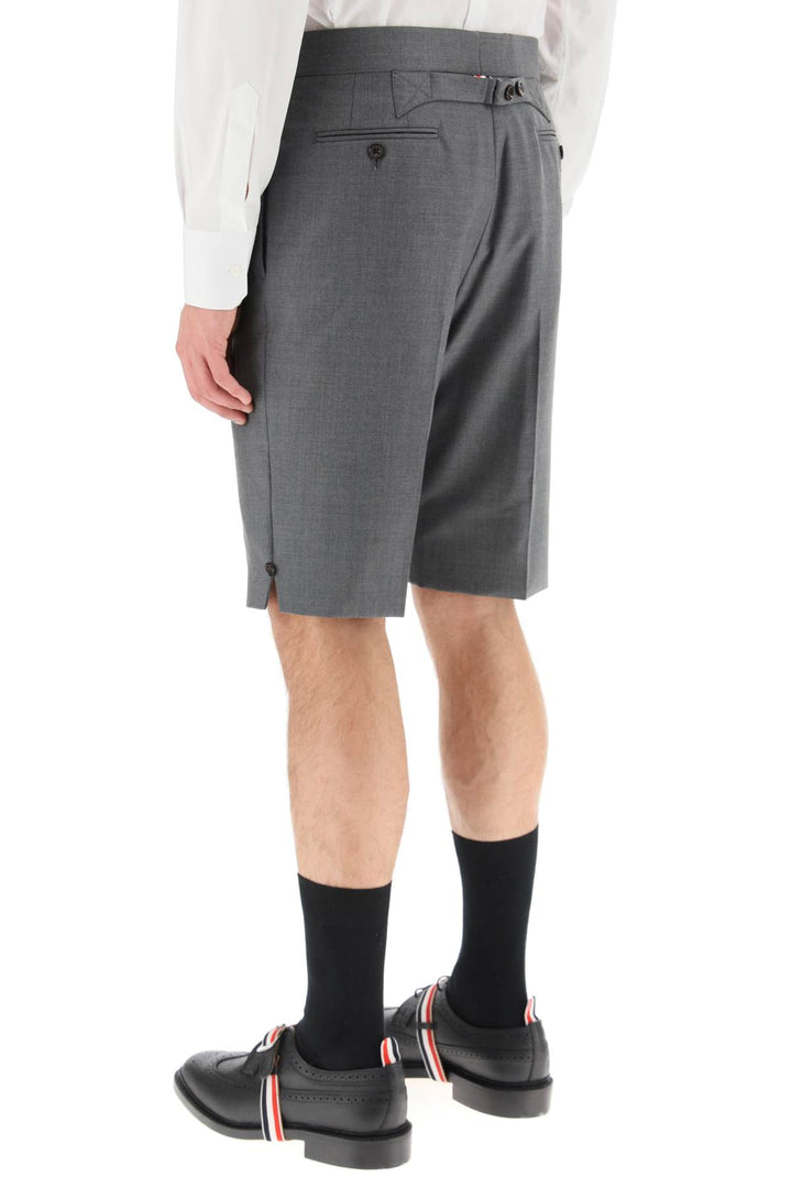 Thom Browne Super 120's Wool Shorts With Back Strap   Grigio