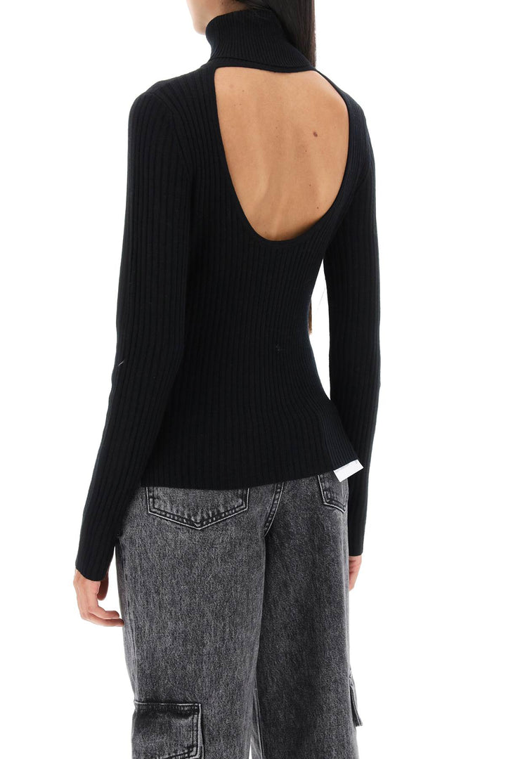 Ganni Turtleneck Sweater With Back Cut Out   Nero