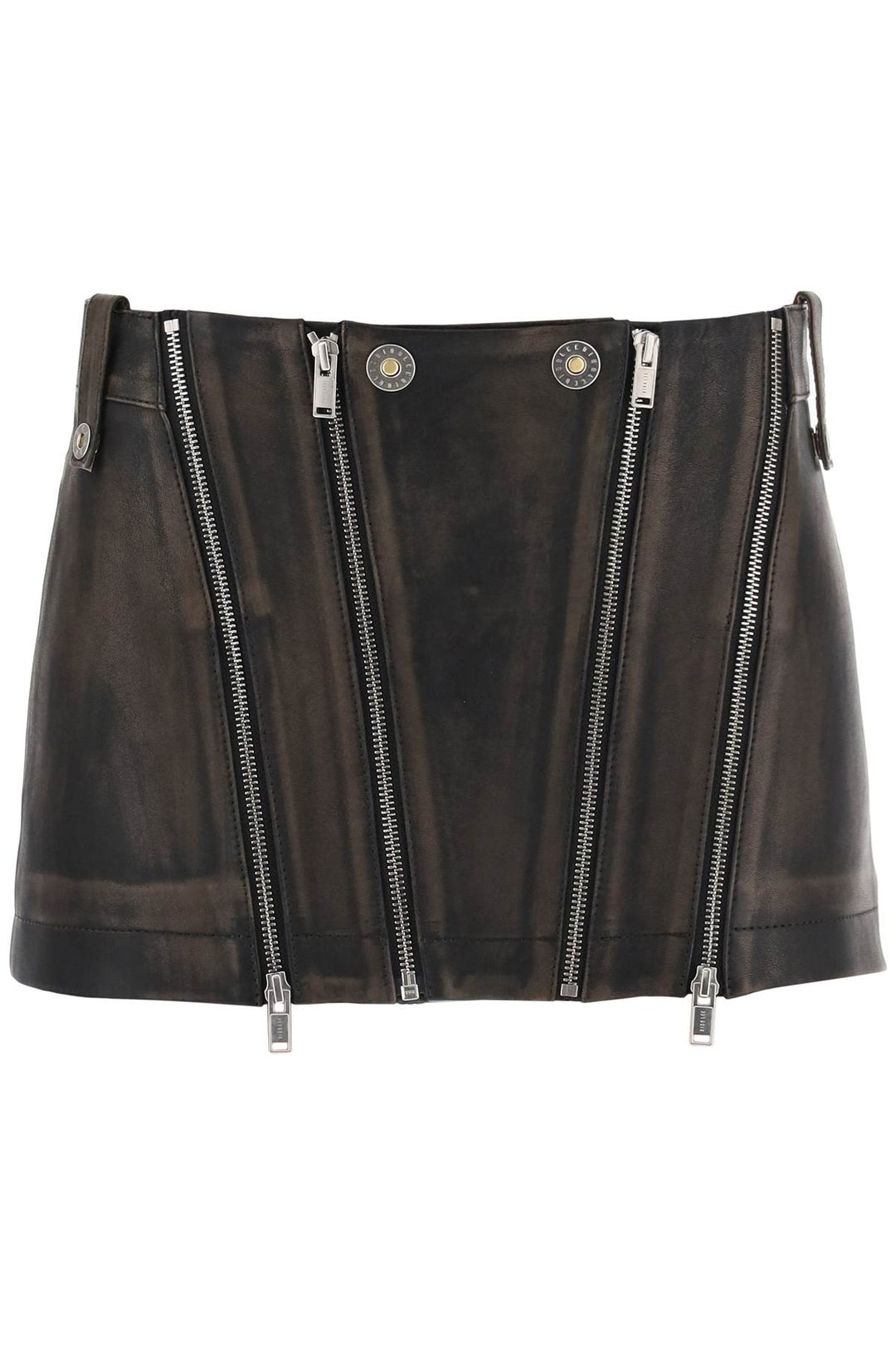 Dion Lee Leather Biker Micro Skirt   Marrone