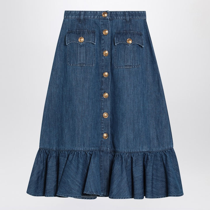 Valentino denim midi skirt