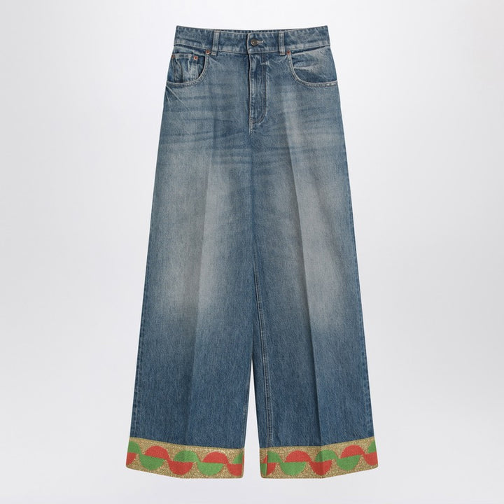 Valentino washed jeans with jacquard bottoms