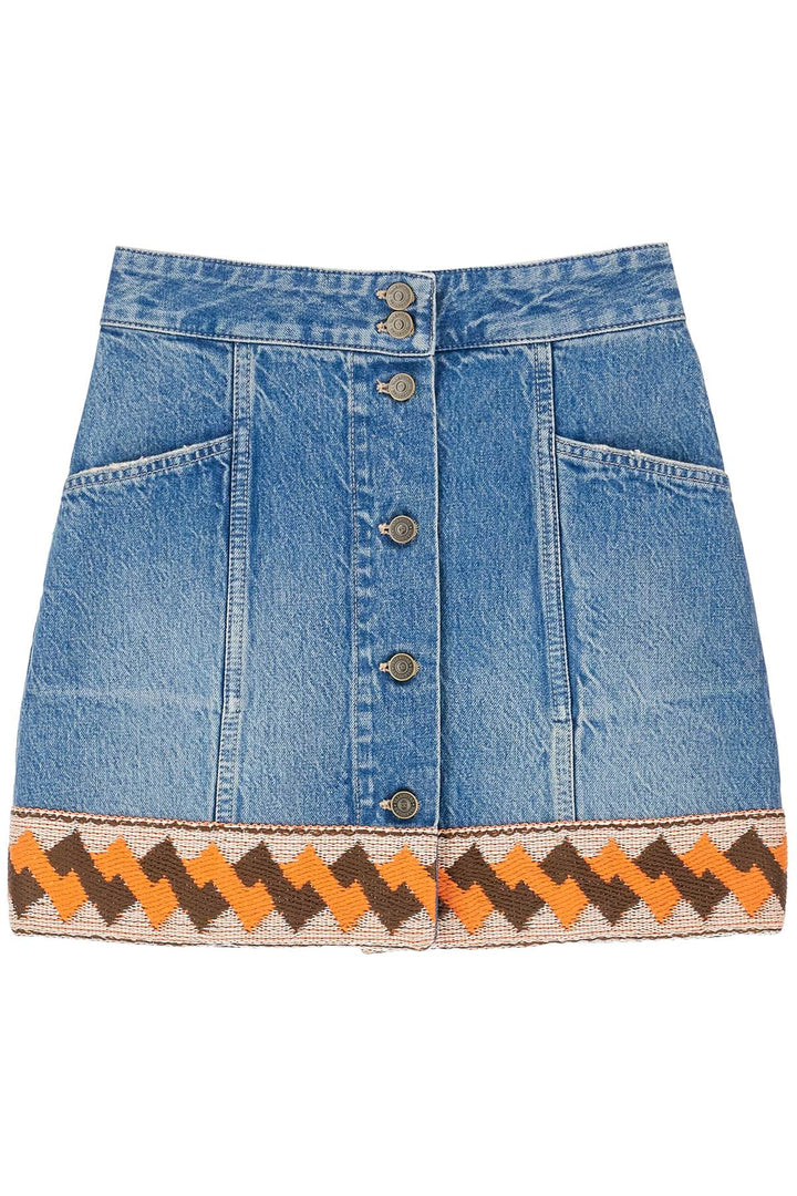 Valentino Garavani denim skirt with geometric trim