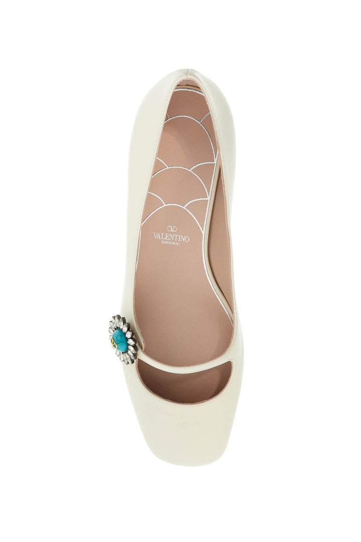 Valentino Garavani leather ballerinas with crystal flower