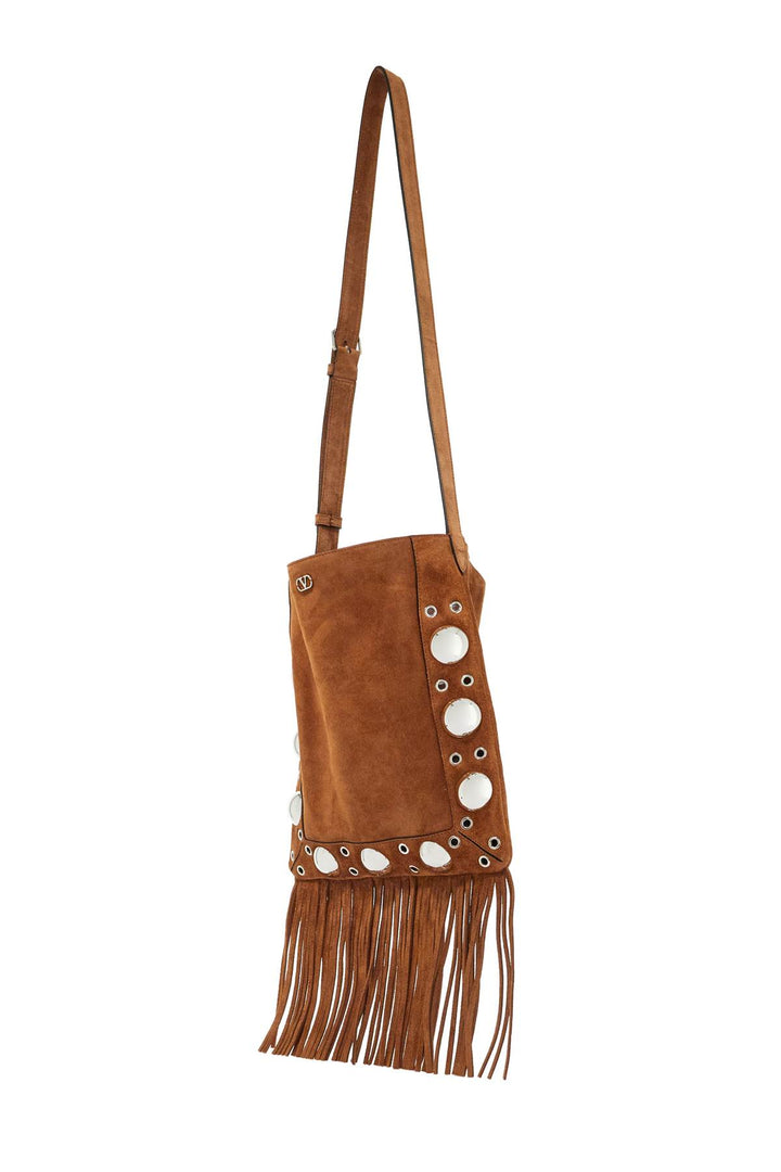 Valentino Garavani Nellcôte Studded Suede Fringe Shoulder Bag