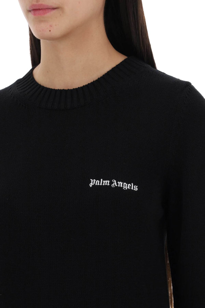 Palm Angels Cropped Pullover With Embroidered Logo   Nero