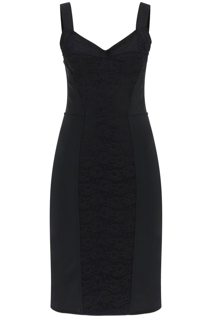 Dolce & Gabbana Bustier Dress With Lace Insert   Black