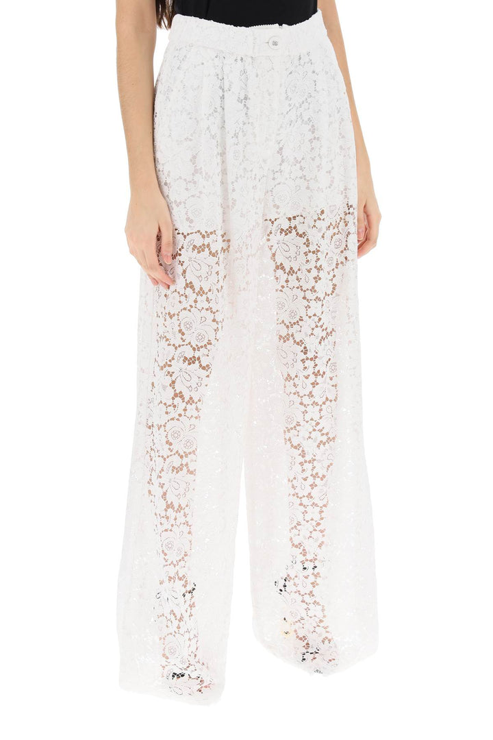 Dolce & Gabbana Pajama Pants In Cordonnet Lace   White