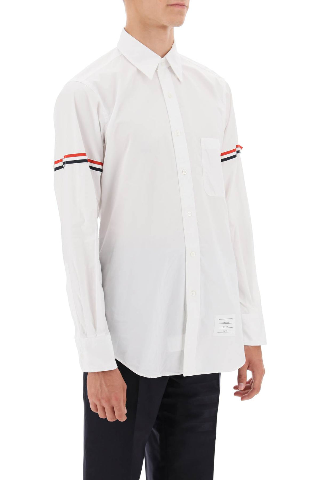 Thom Browne Poplin Button Down Shirt With Rwb Armbands   White