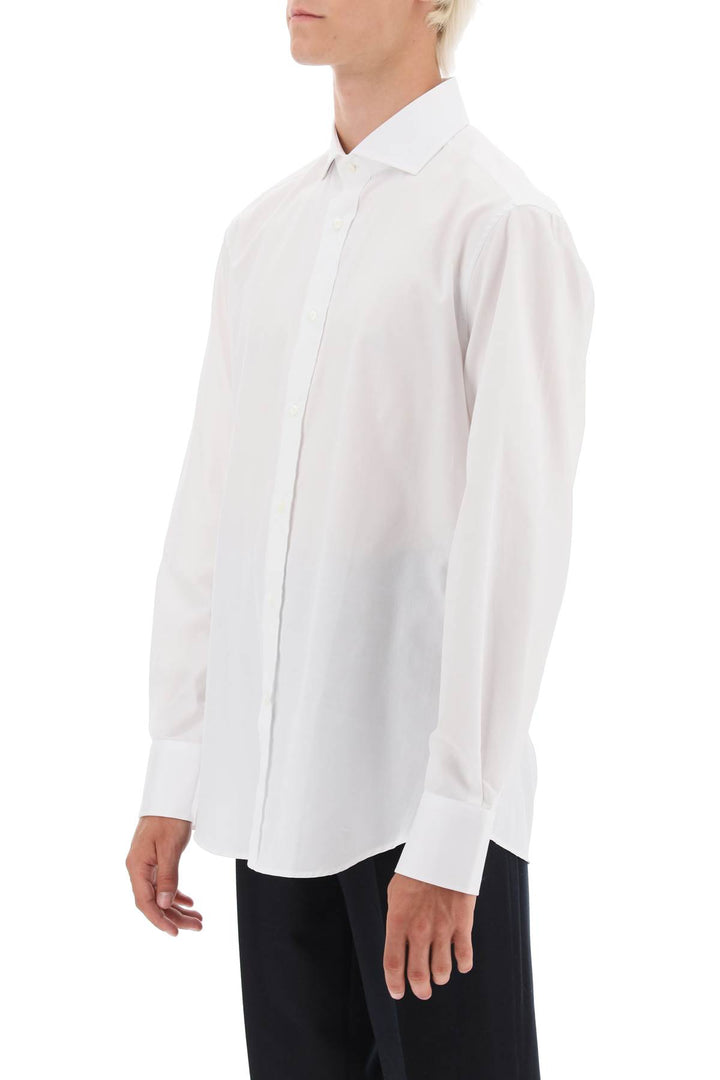 Brunello Cucinelli Spread Collar Slim Fit Shirt   White