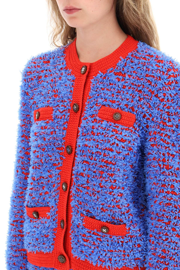 Tory Burch Confetti Tweed Jacket   Celeste