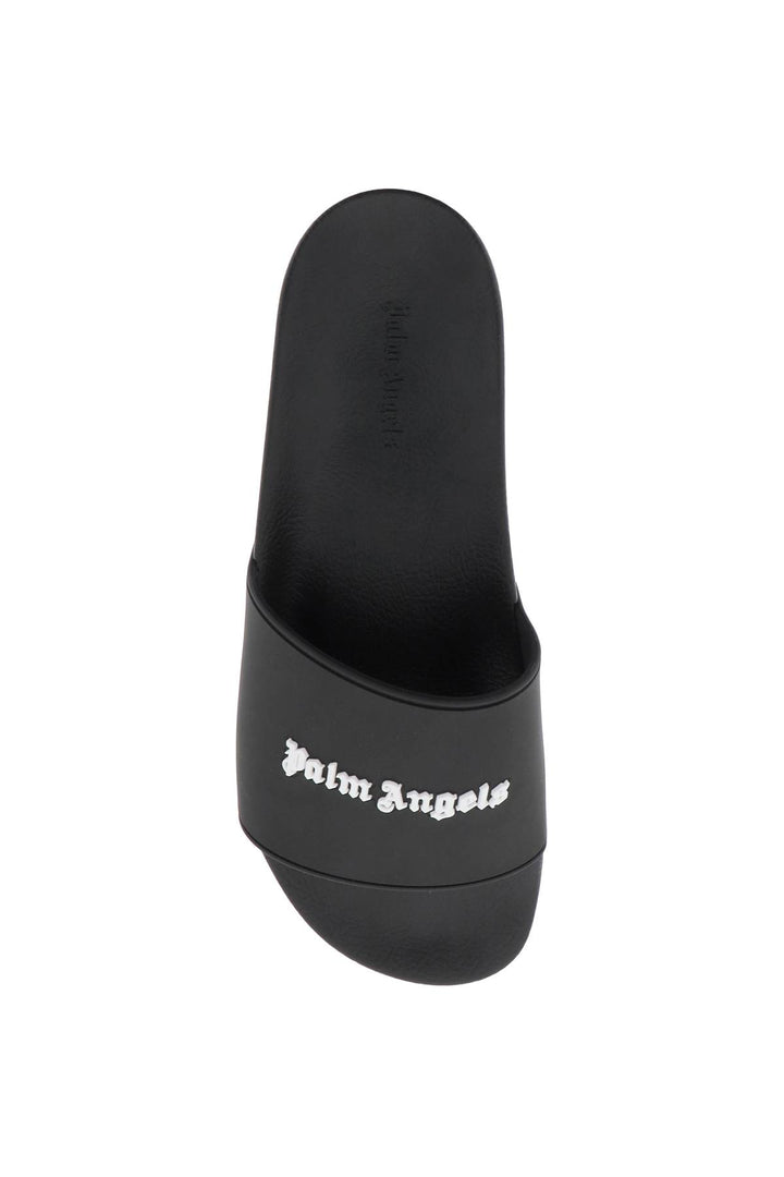 Palm Angels Rubber Monogram Slides   Black