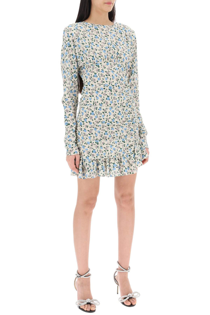 Alessandra Rich Draped Mini Dress With Floral Pattern   Neutro