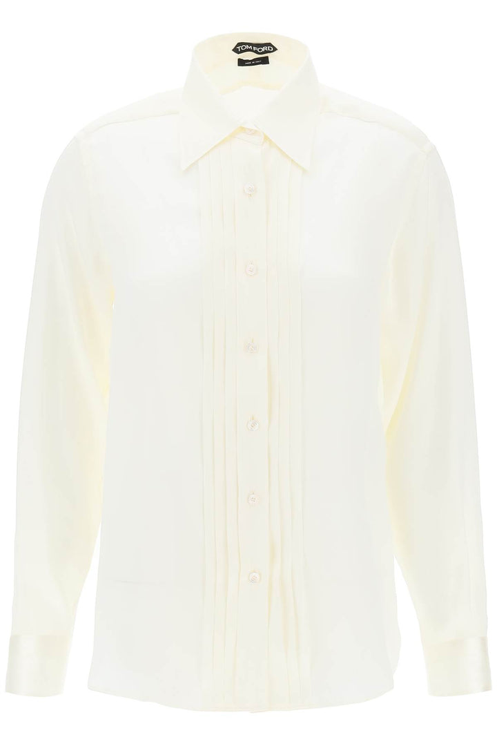 Tom Ford Silk Charmeuse Blouse Shirt   Bianco
