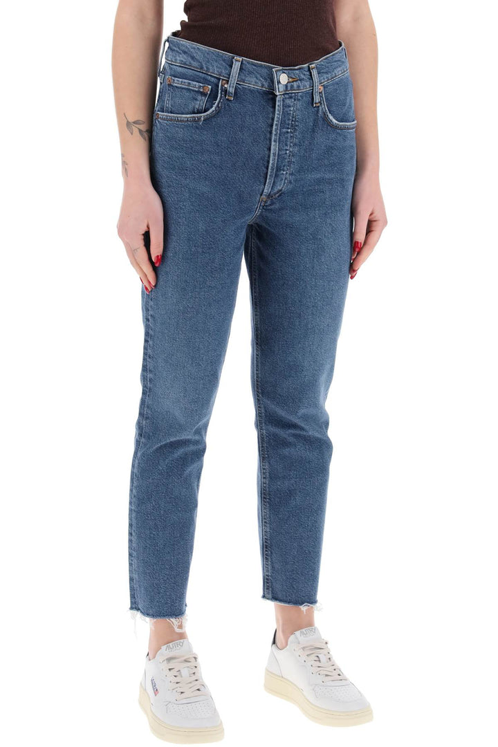Agolde High Waisted Straight Cropped Jeans In The   Blu